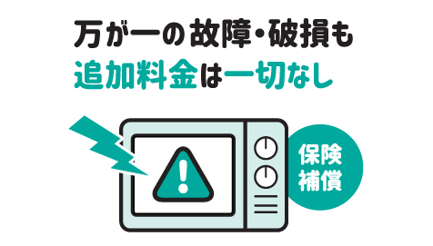 万が一の故障・破損も追加料金は不要